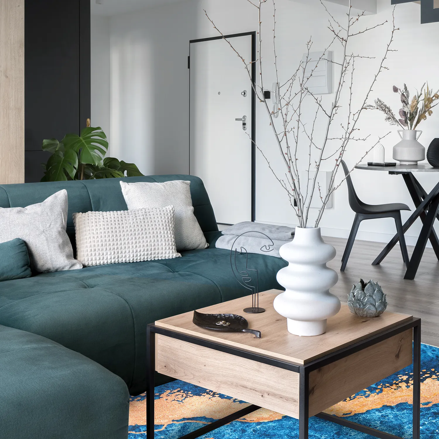 Tapete redondo - Padova (azul/laranja)