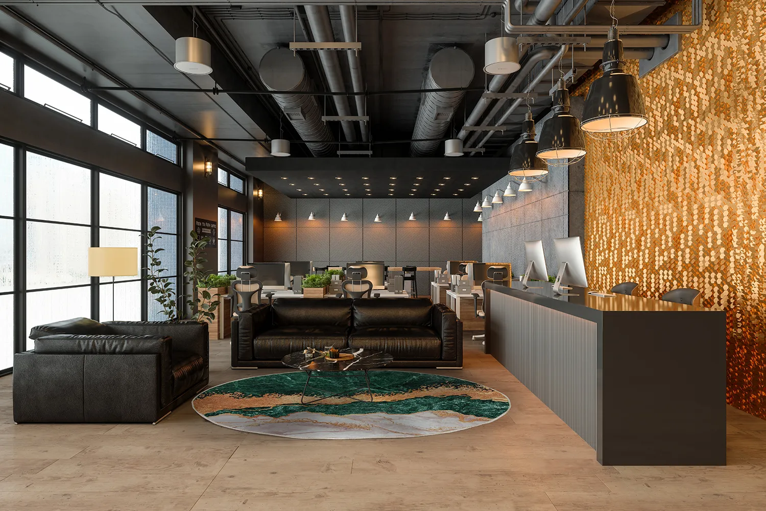 Tapete redondo - Padova (verde/laranja)