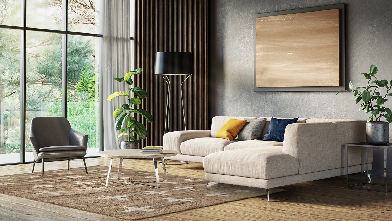 Tapete de lã - Palma (bege)