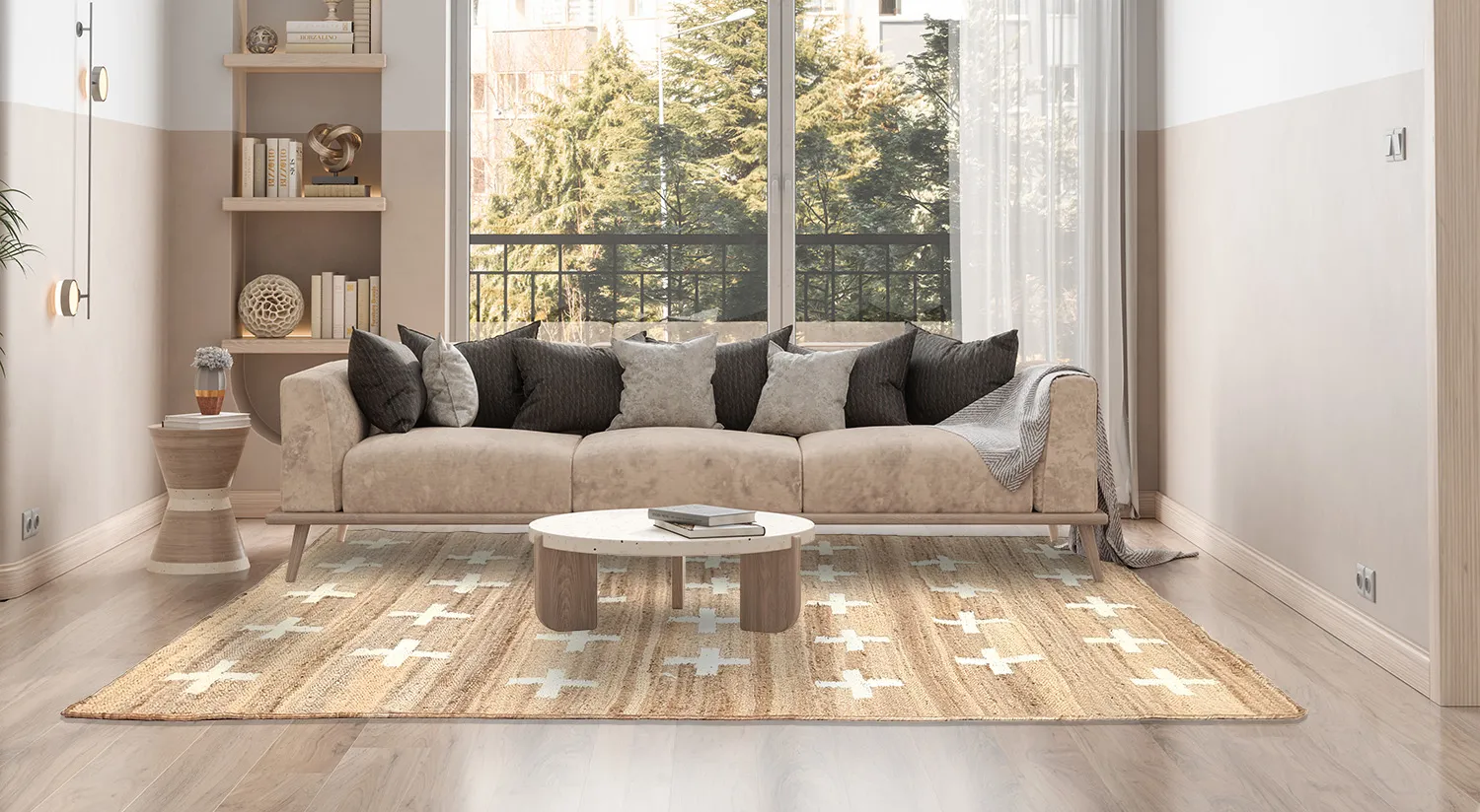 Tapete de lã - Palma (bege)