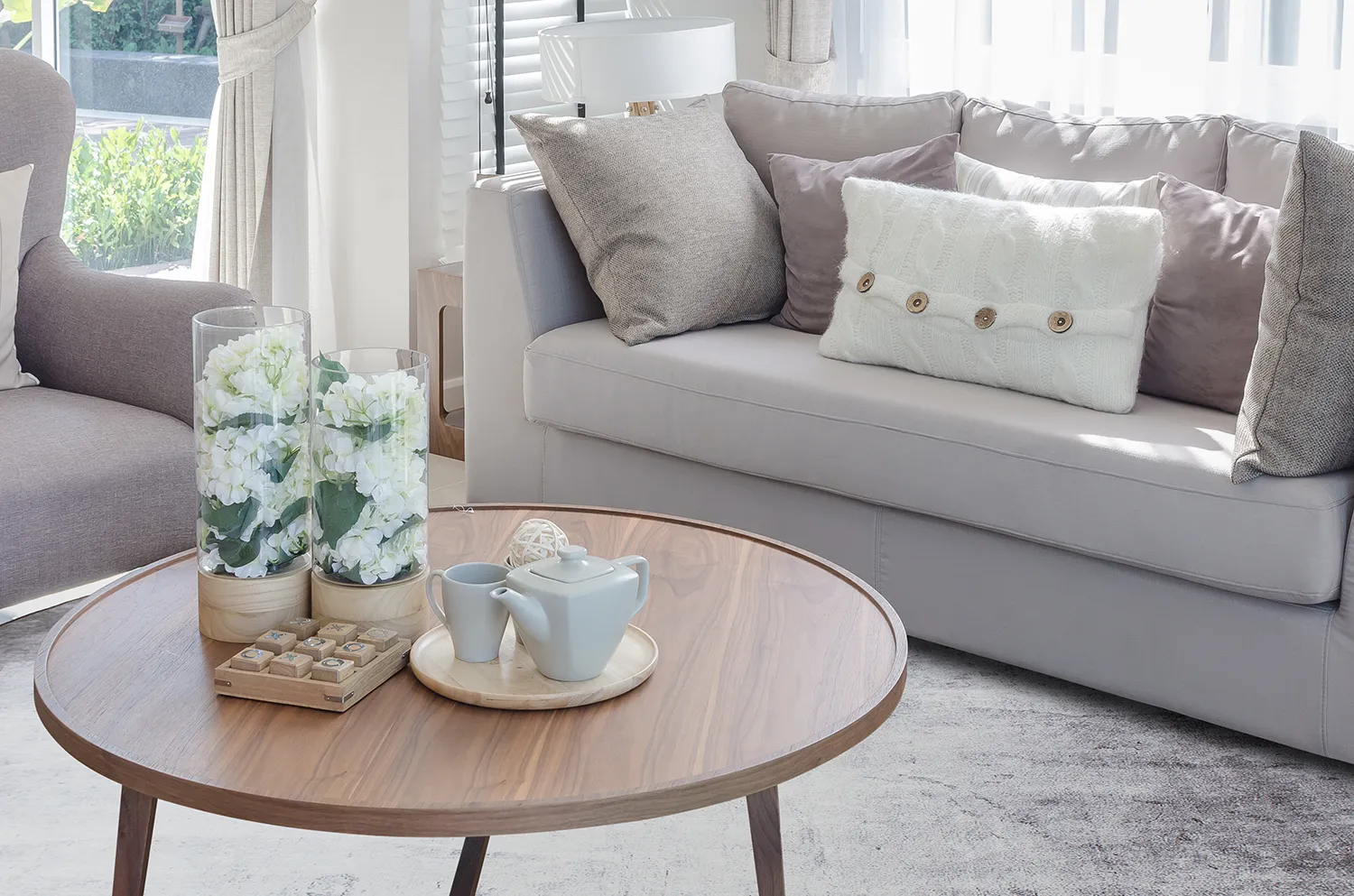 Tapete redondo - Rosia (azul/cinza)