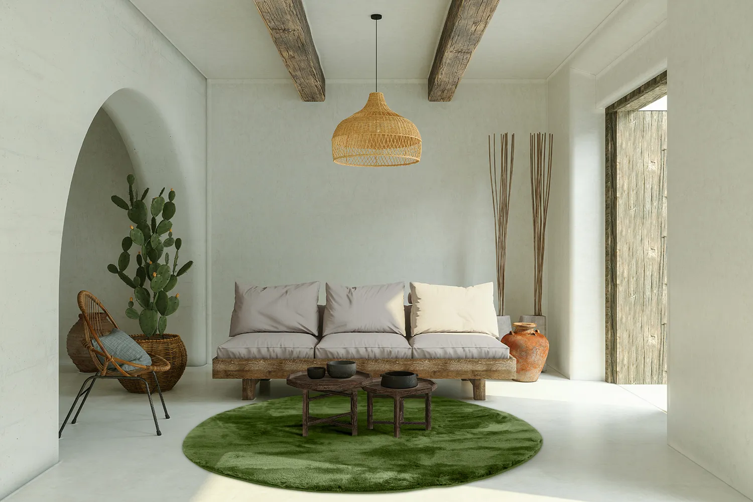 Tapetes redondos - Aranga Super Soft Fur (verde oliva)