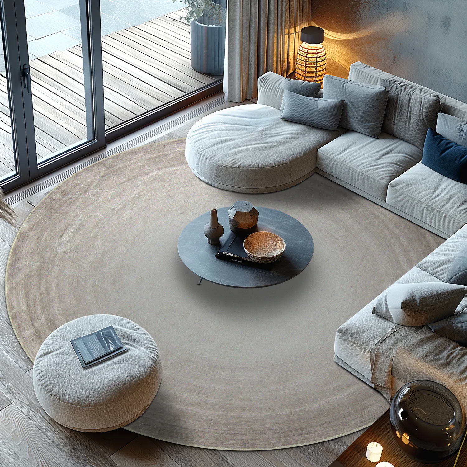 Tapete redondo - Shade (bege/cinza)