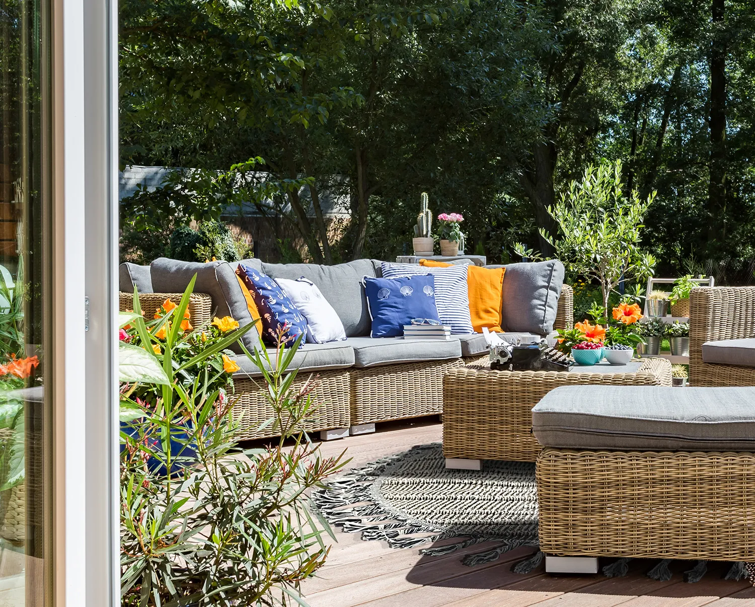 Tapete redondo - Indoor/Outdoor Indiana (cinza)