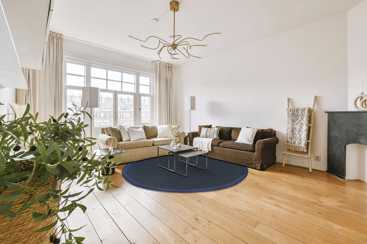 Tapete redondo (sisal) - Agave (azul escuro)