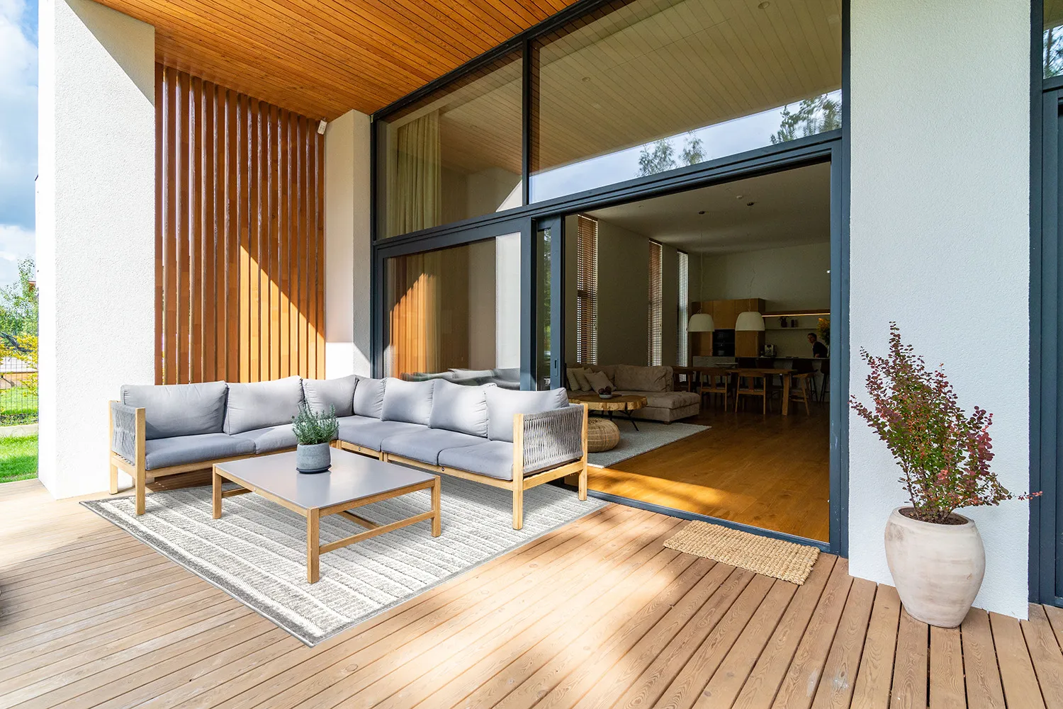 Shaggy Indoor-Outdoor - Kendall (cream/cinza)