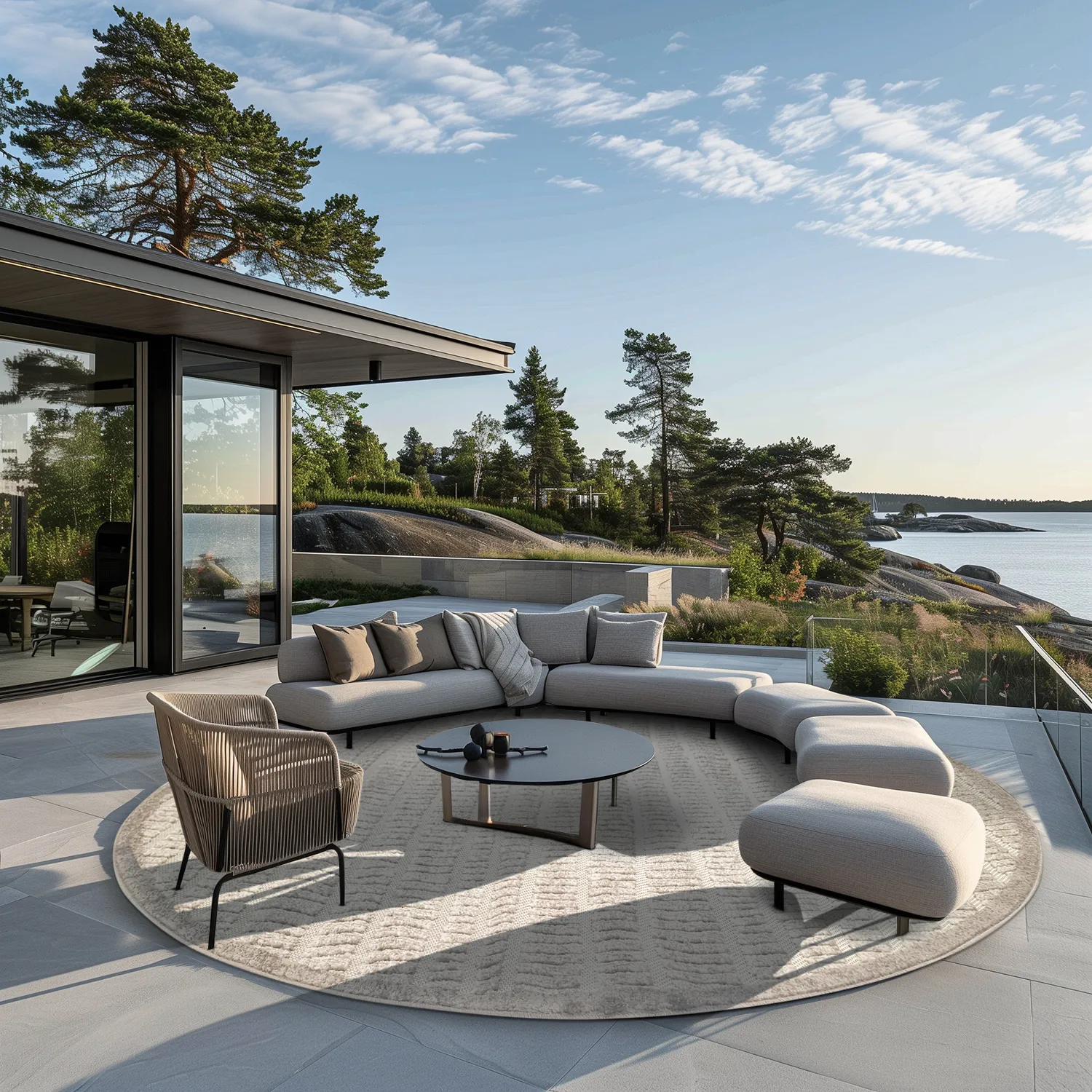 Tapete redondo - Indoor/Outdoor Kendall (cream/cinza)