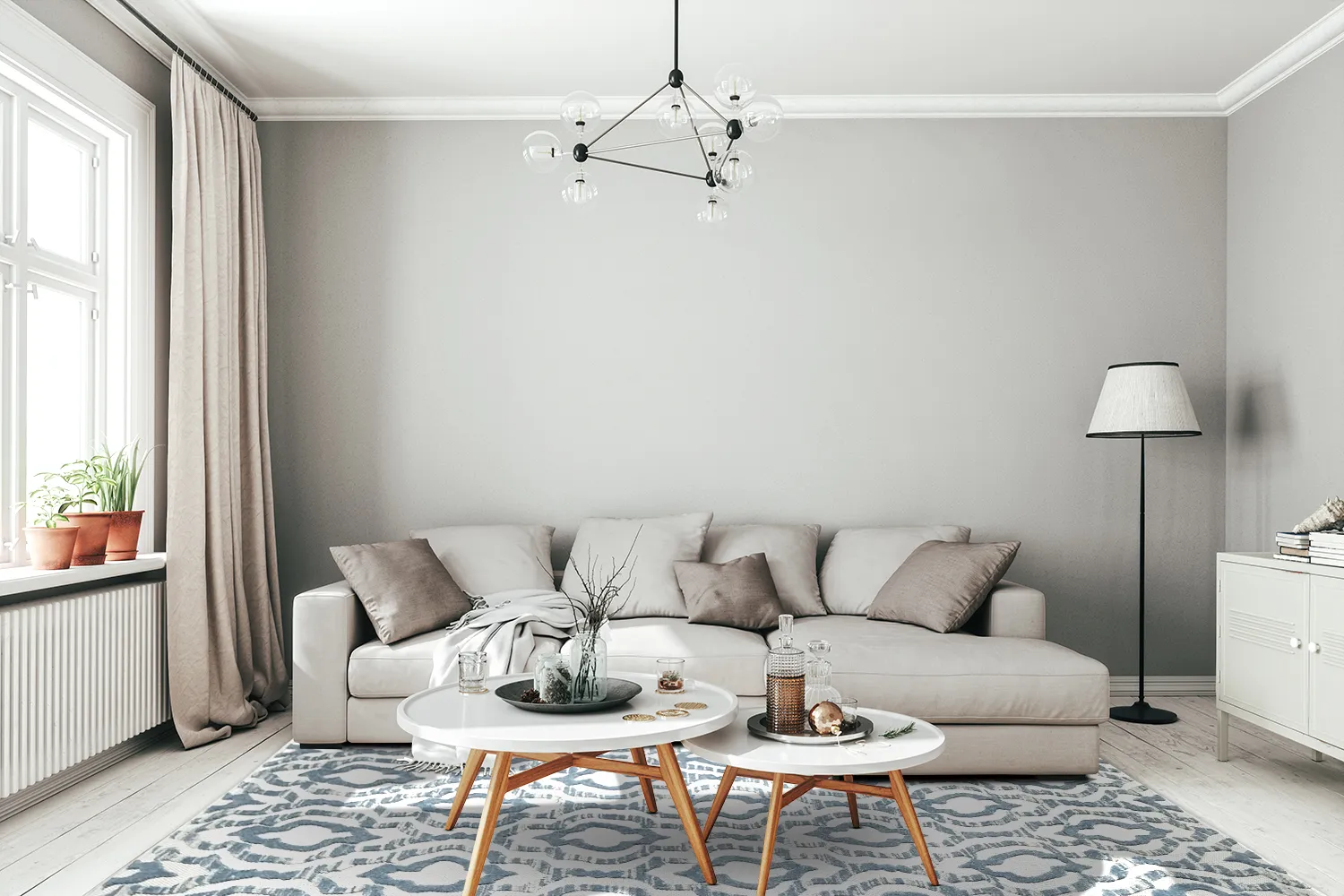 Shaggy Indoor-Outdoor - Trenton (branco/azul)