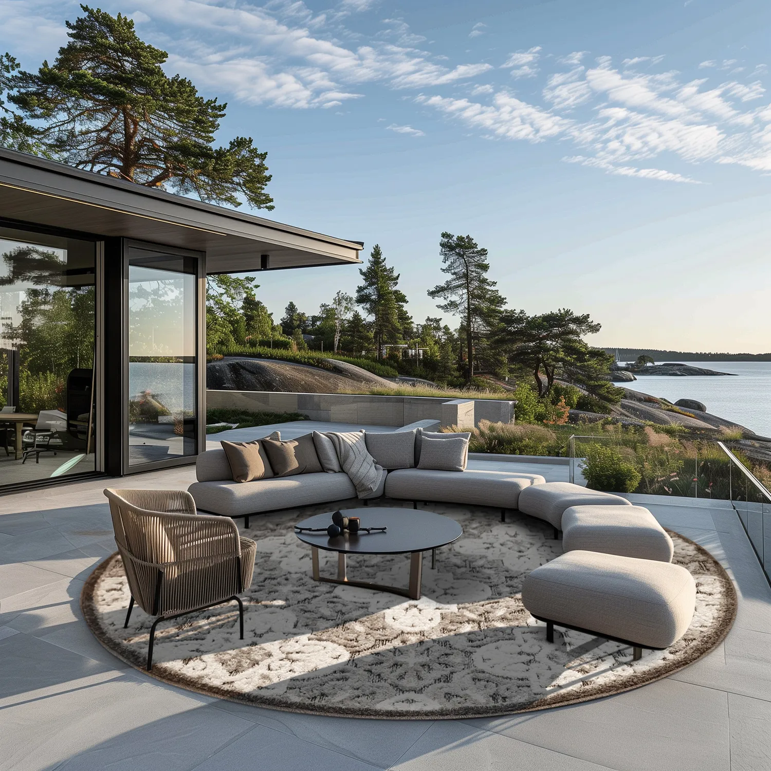 Tapete redondo - Indoor/Outdoor Hampton (cinza)