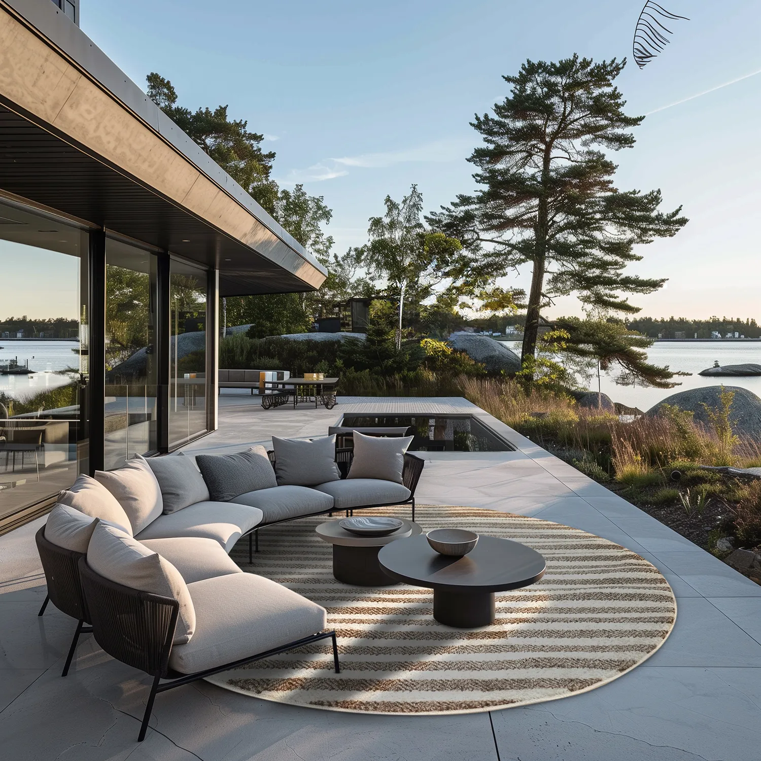 Tapete redondo - Indoor/Outdoor Baldwin (cream/bege)