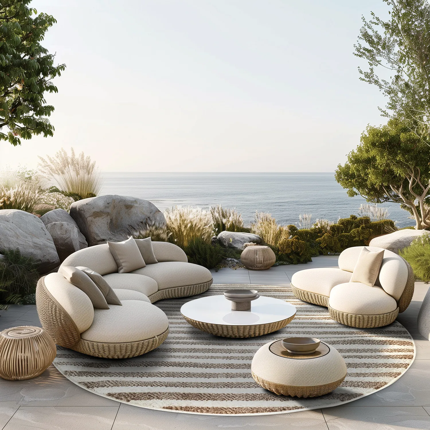 Tapete redondo - Indoor/Outdoor Baldwin (cream/bege)