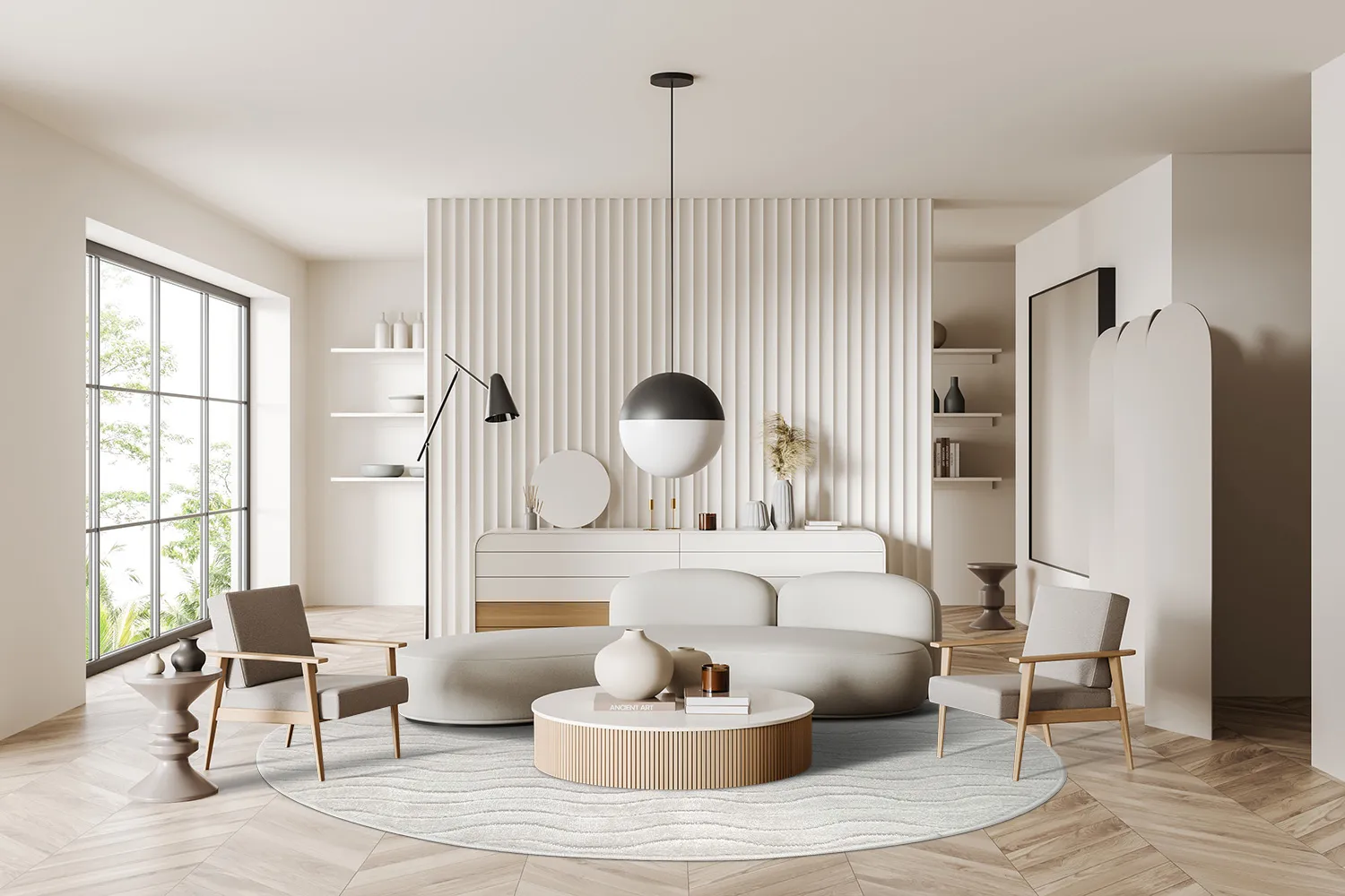 Tapete redondo - Indoor/Outdoor Baltimore (cream)