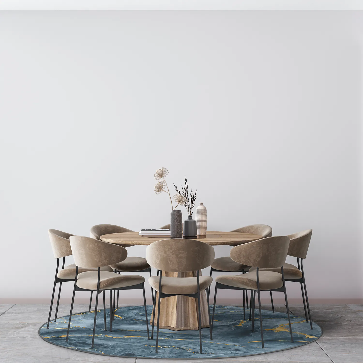 Tapete redondo - Storm (azul/dourado)