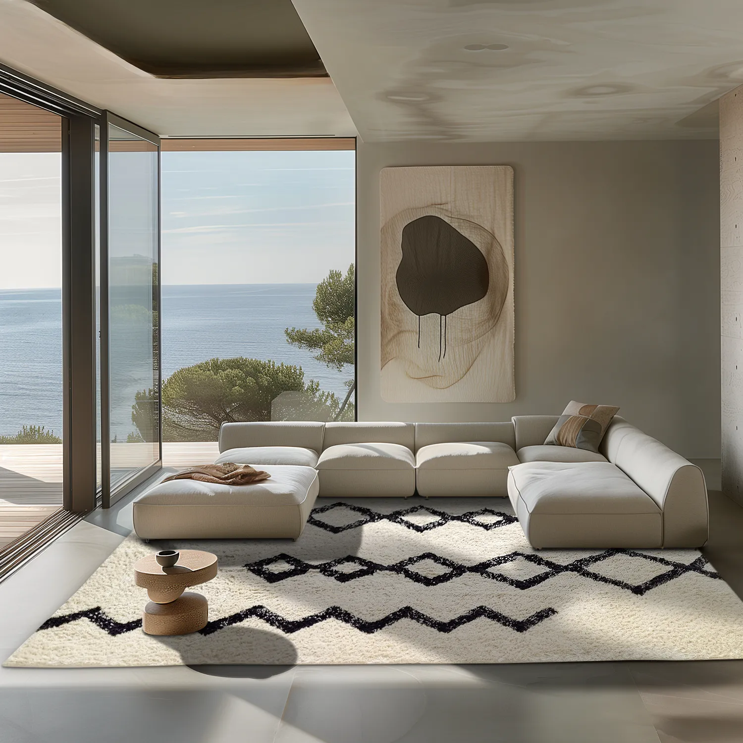 Tapetes felpudos - Chablis Natural Cotton Shaggy (offwhite/preto)