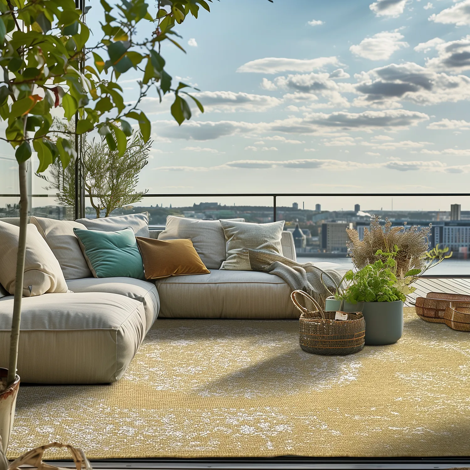 Tapete para interior e exterior - Ellstin (amarelo)