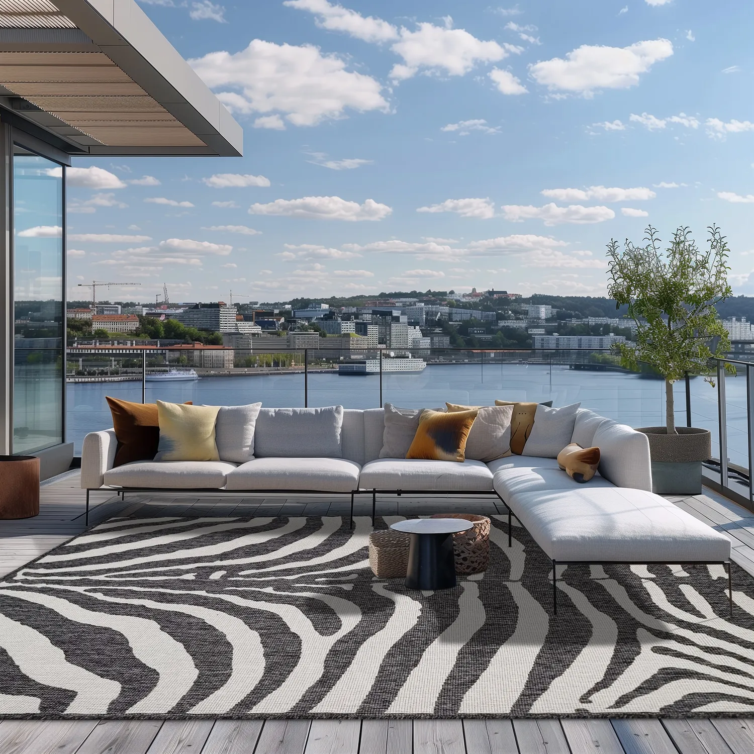 Tapete para interior e exterior - Winona (preto)