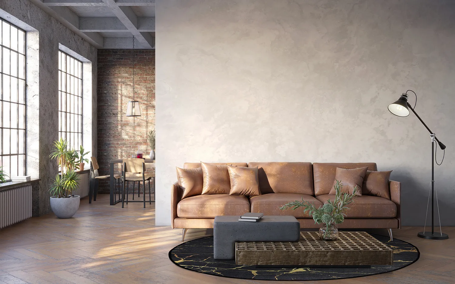 Tapete redondo - Vieste (antracit/dourado)