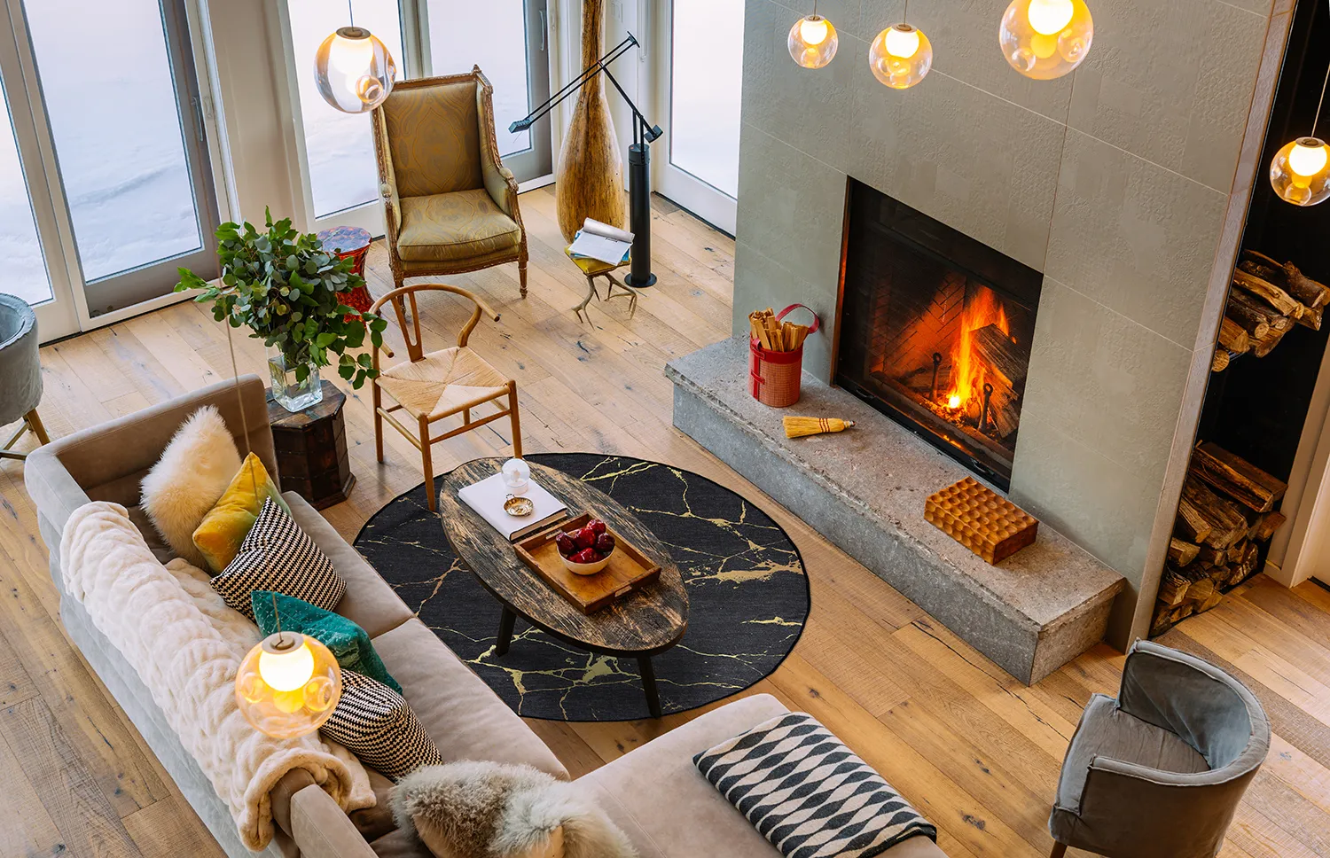 Tapete redondo - Vieste (antracit/dourado)