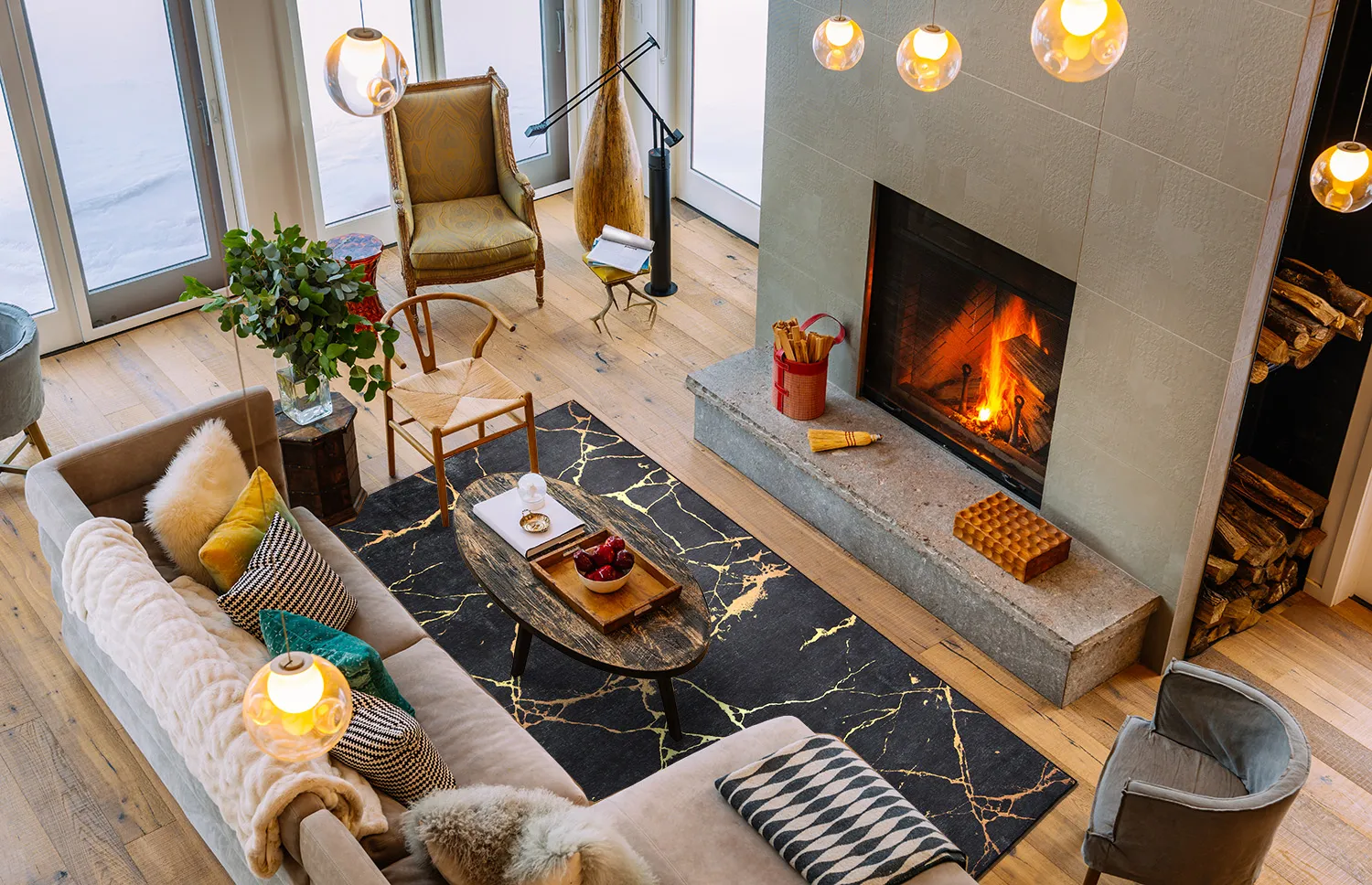 Tapete Wilton - Vieste (preto/dourado)