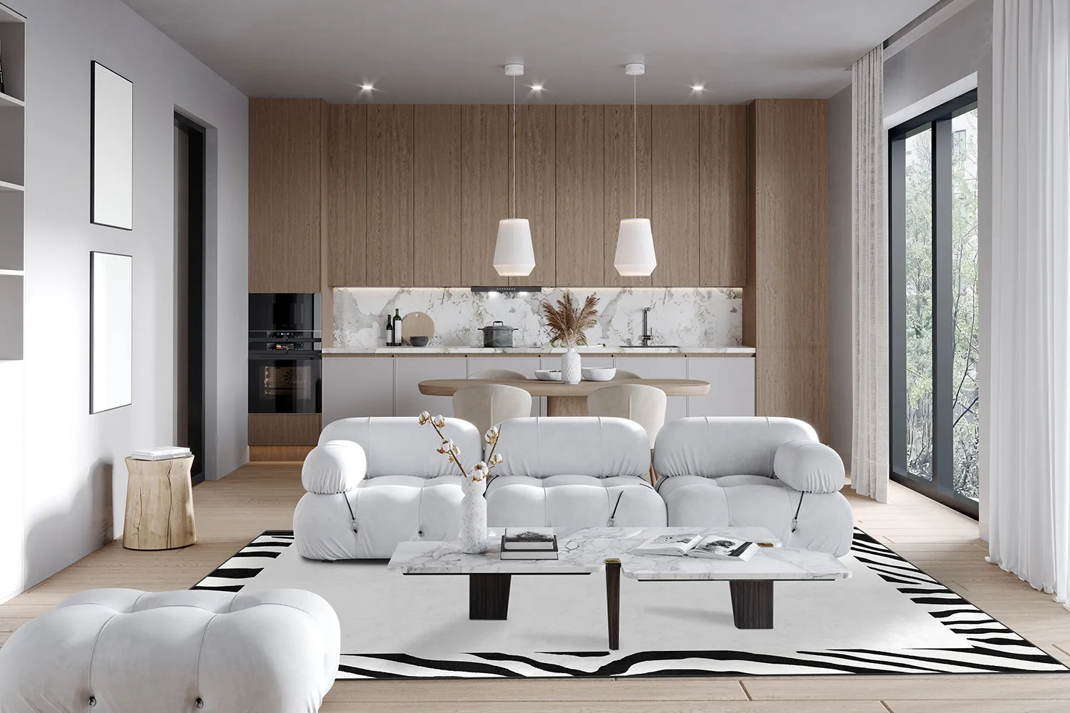 Tapete Wilton - Zebra boarder (preto/branco)