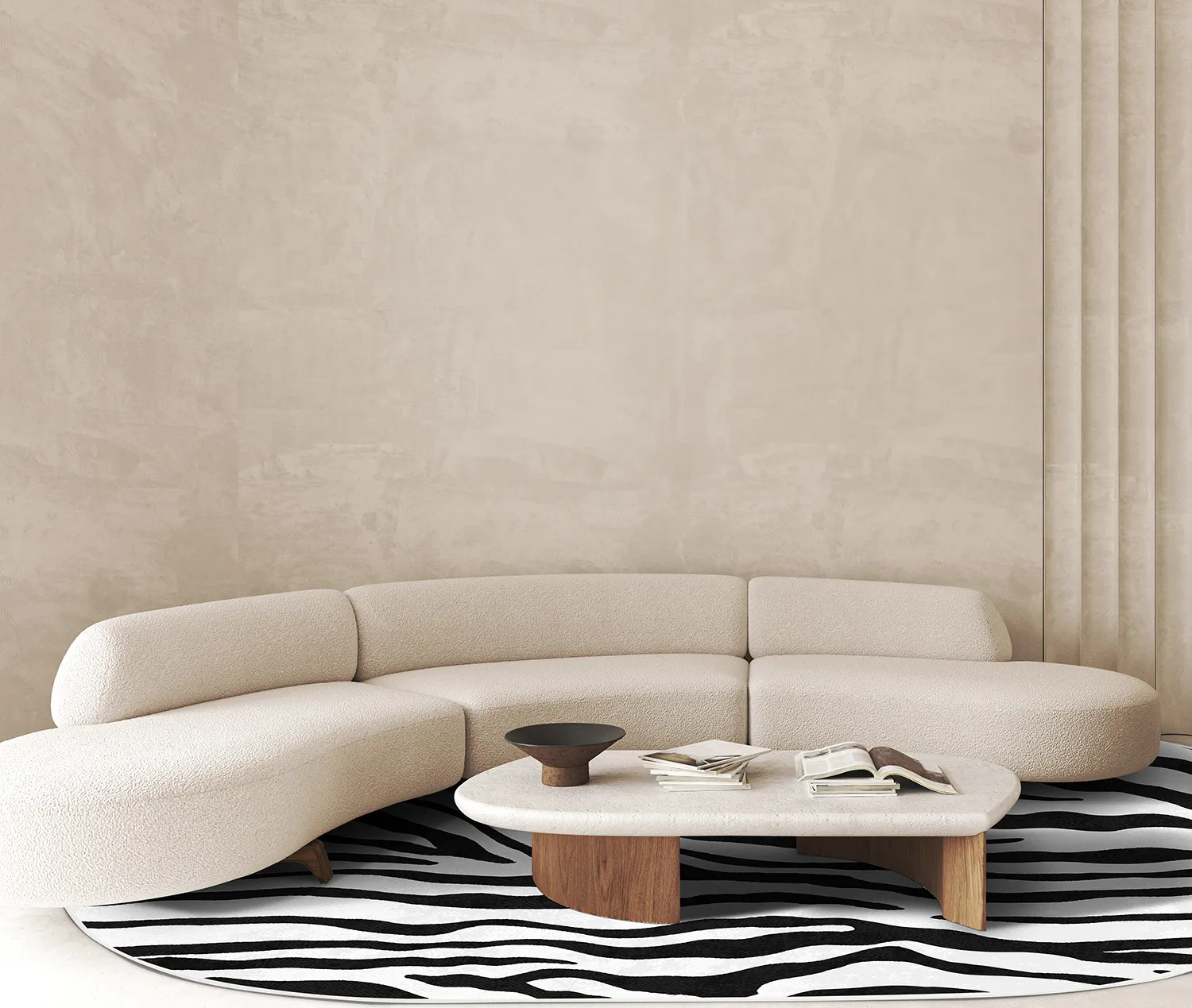 Tapete oval - Zebra (preto/branco)