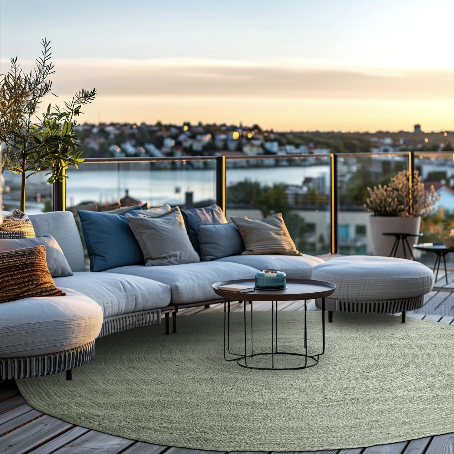 Tapete redondo de juta - Amasia (cinza)