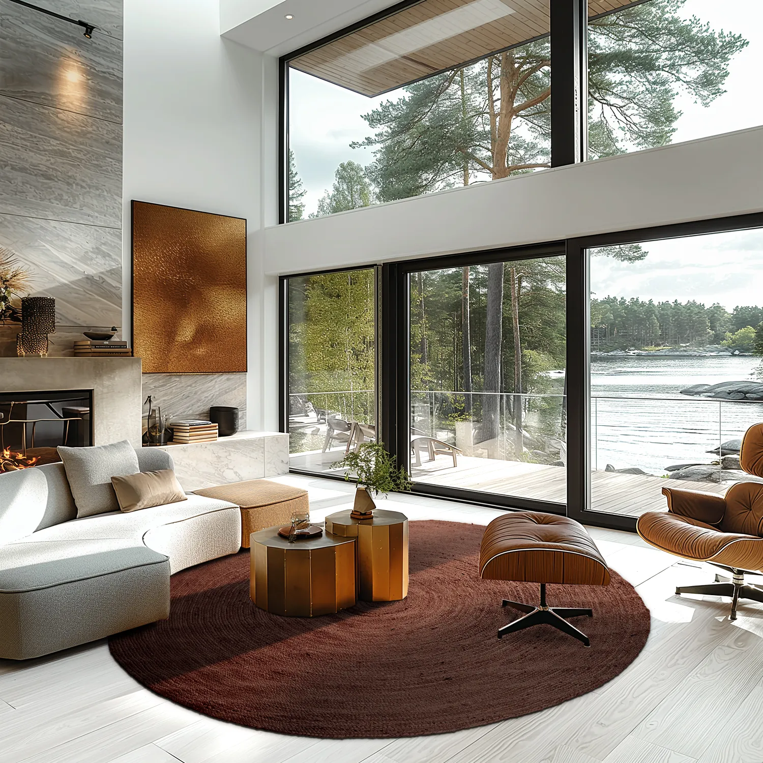 Tapete redondo de juta - Amasia (café)