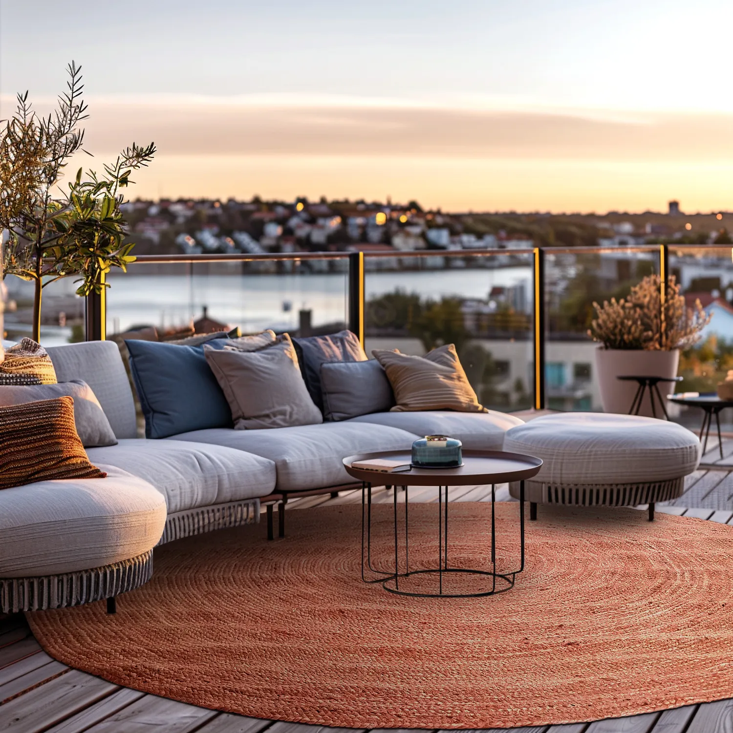 Tapete redondo de juta - Amasia (castanha)