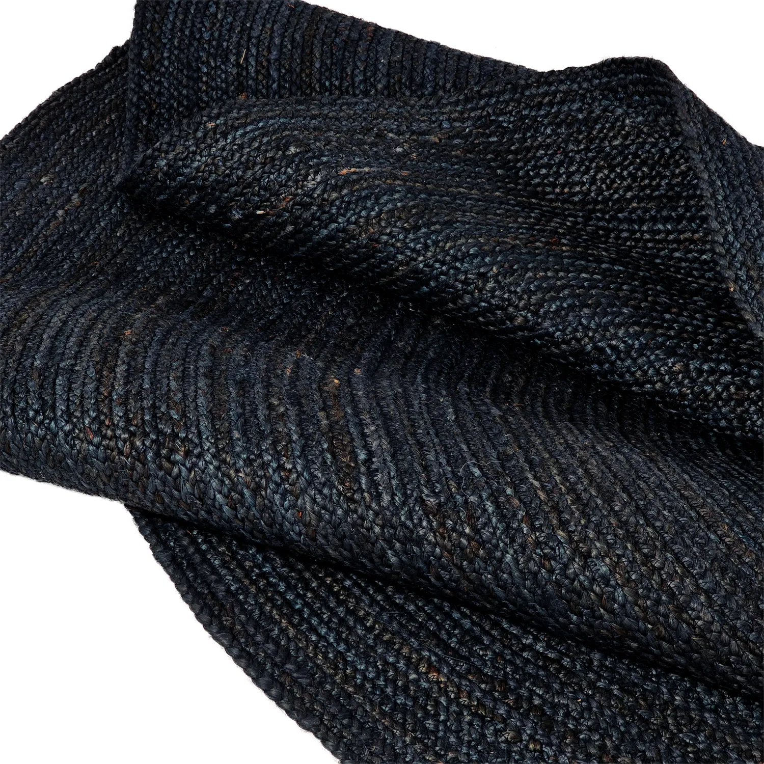 Tapete redondo de juta - Amasia (azul escuro)