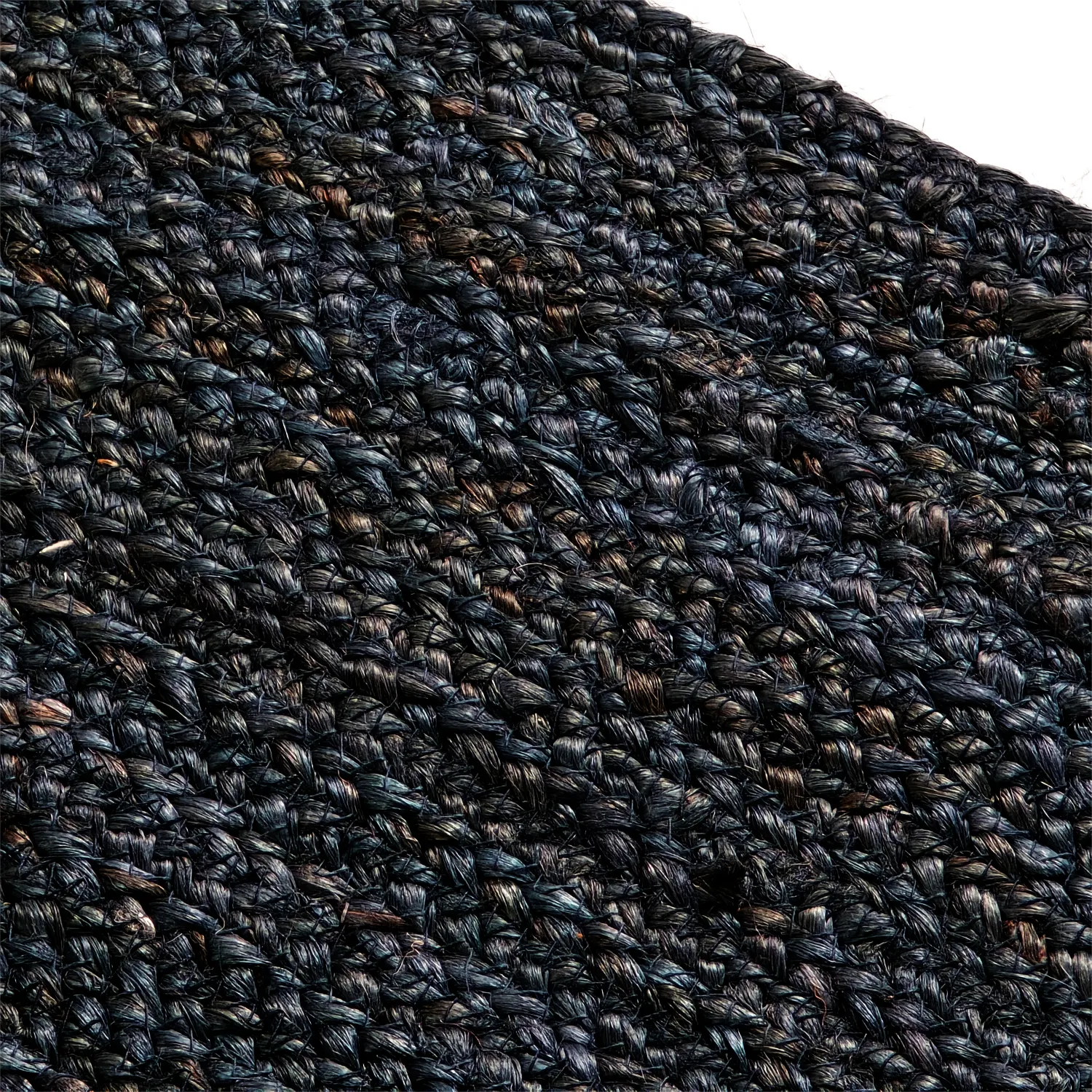 Tapete redondo de juta - Amasia (azul escuro)