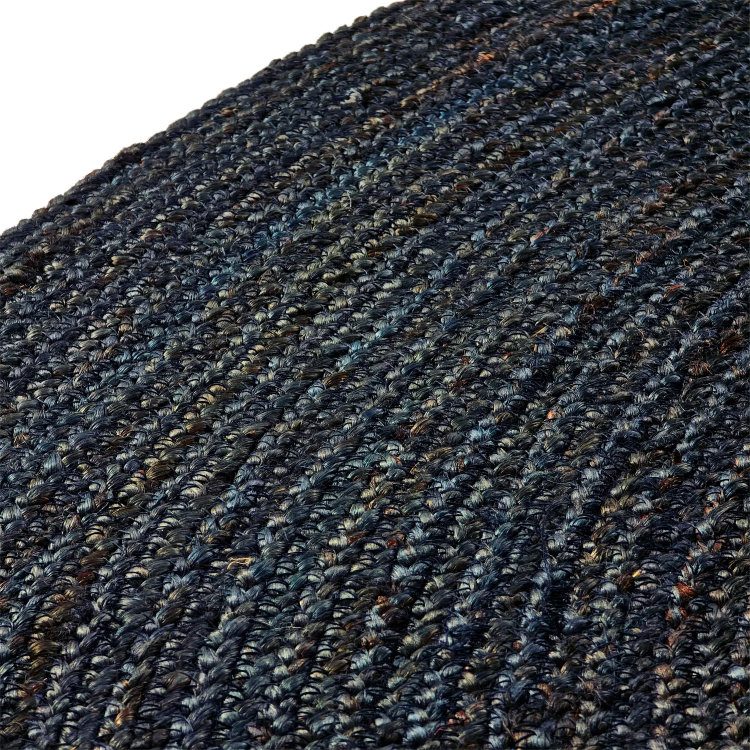 Tapete redondo de juta - Amasia (azul escuro)
