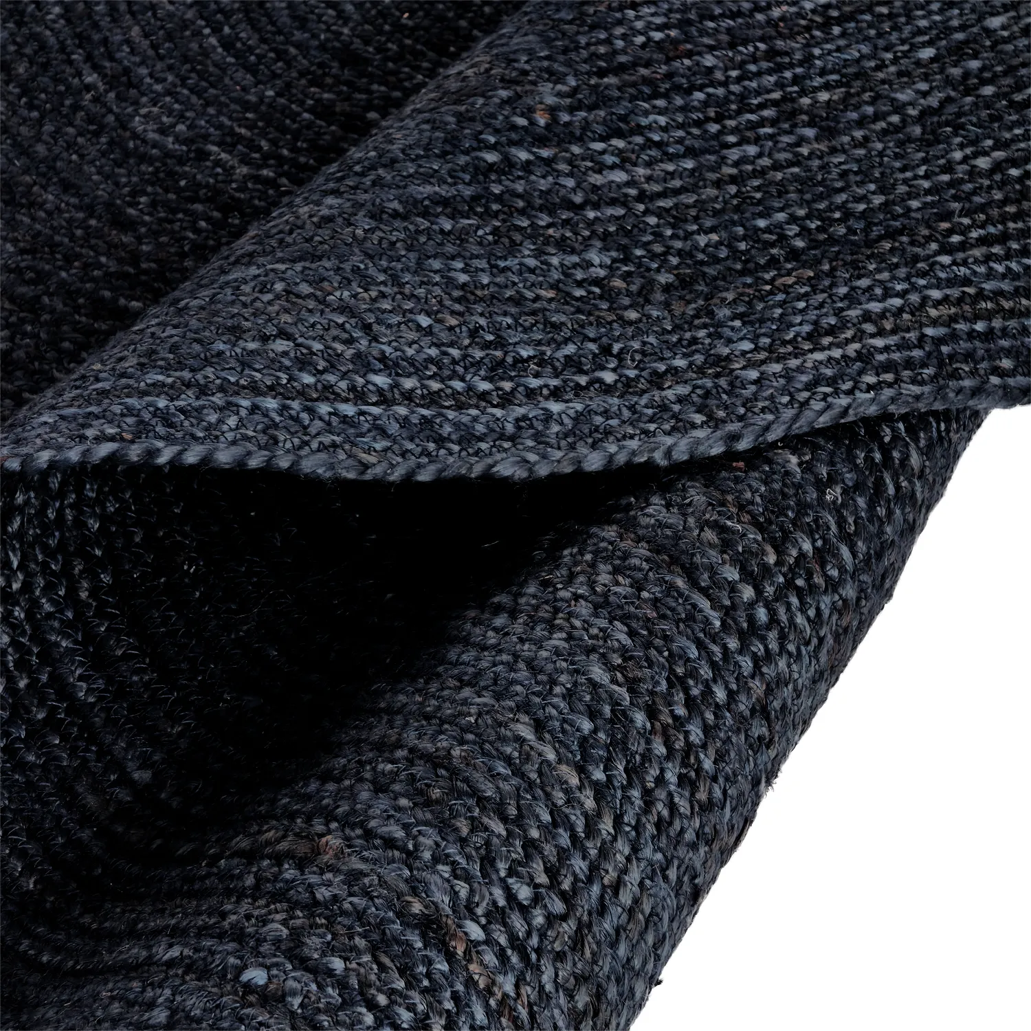 Tapete redondo de juta - Amasia (azul escuro)