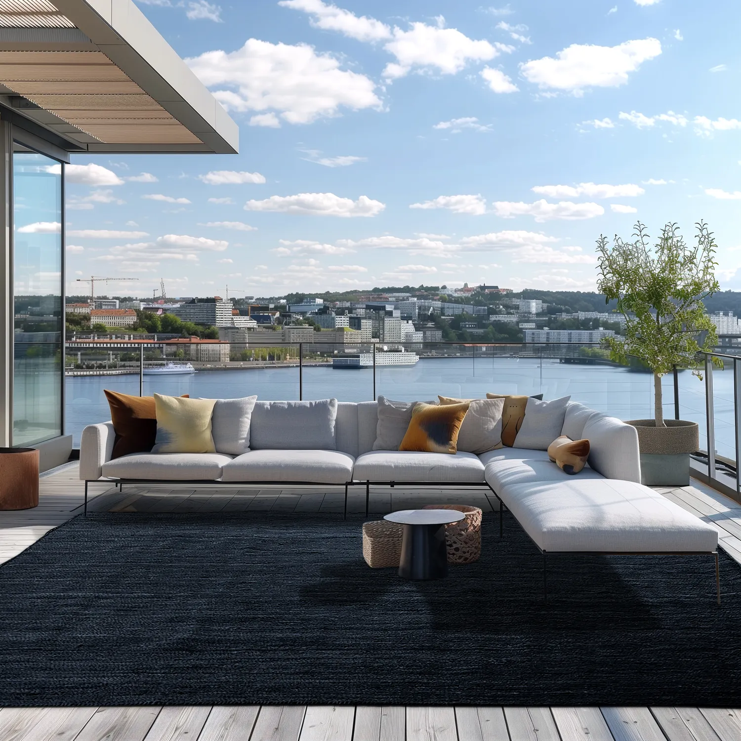 Tapete de juta - Amasia (azul escuro)