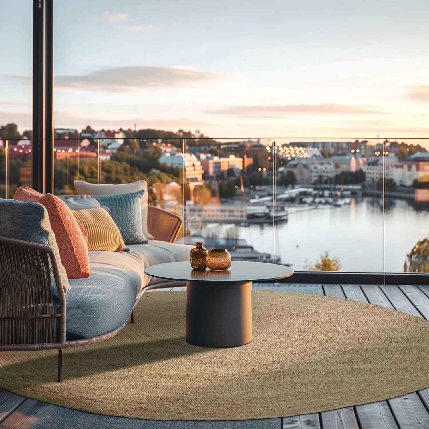 Tapete redondo de juta - Amasia (natureza)