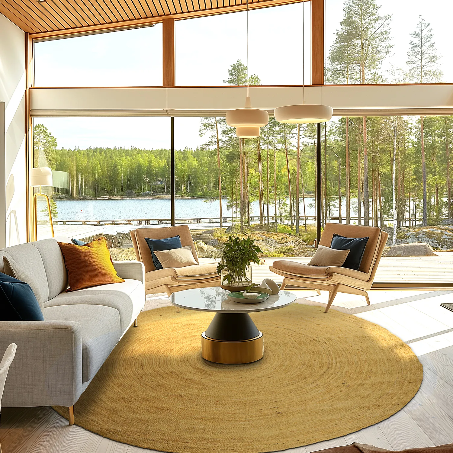 Tapete redondo de juta - Amasia (laranja)