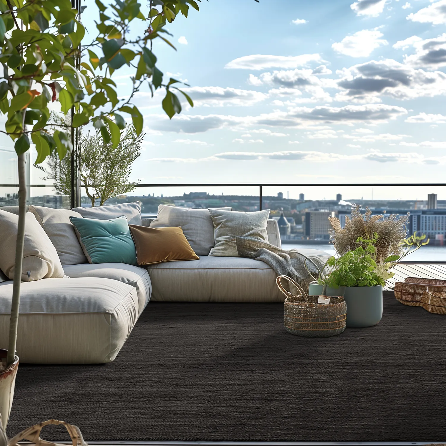 Tapete de juta - Amasia (preto)