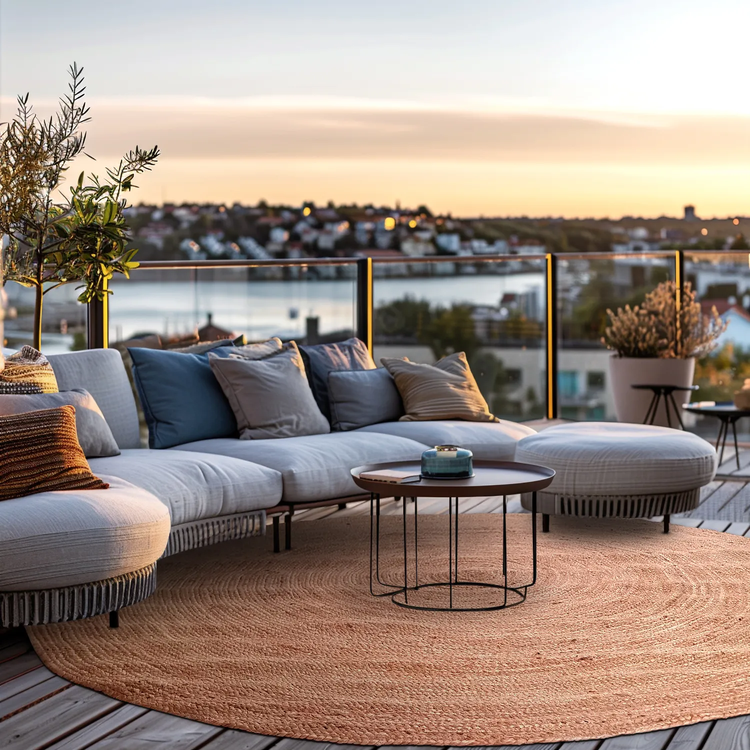 Tapete redondo de juta - Amasia (tan)