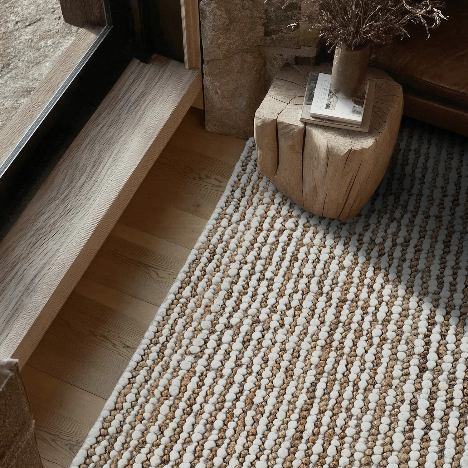 Tapete de juta - Bally Jute/wool Bubble (natureza/branco)