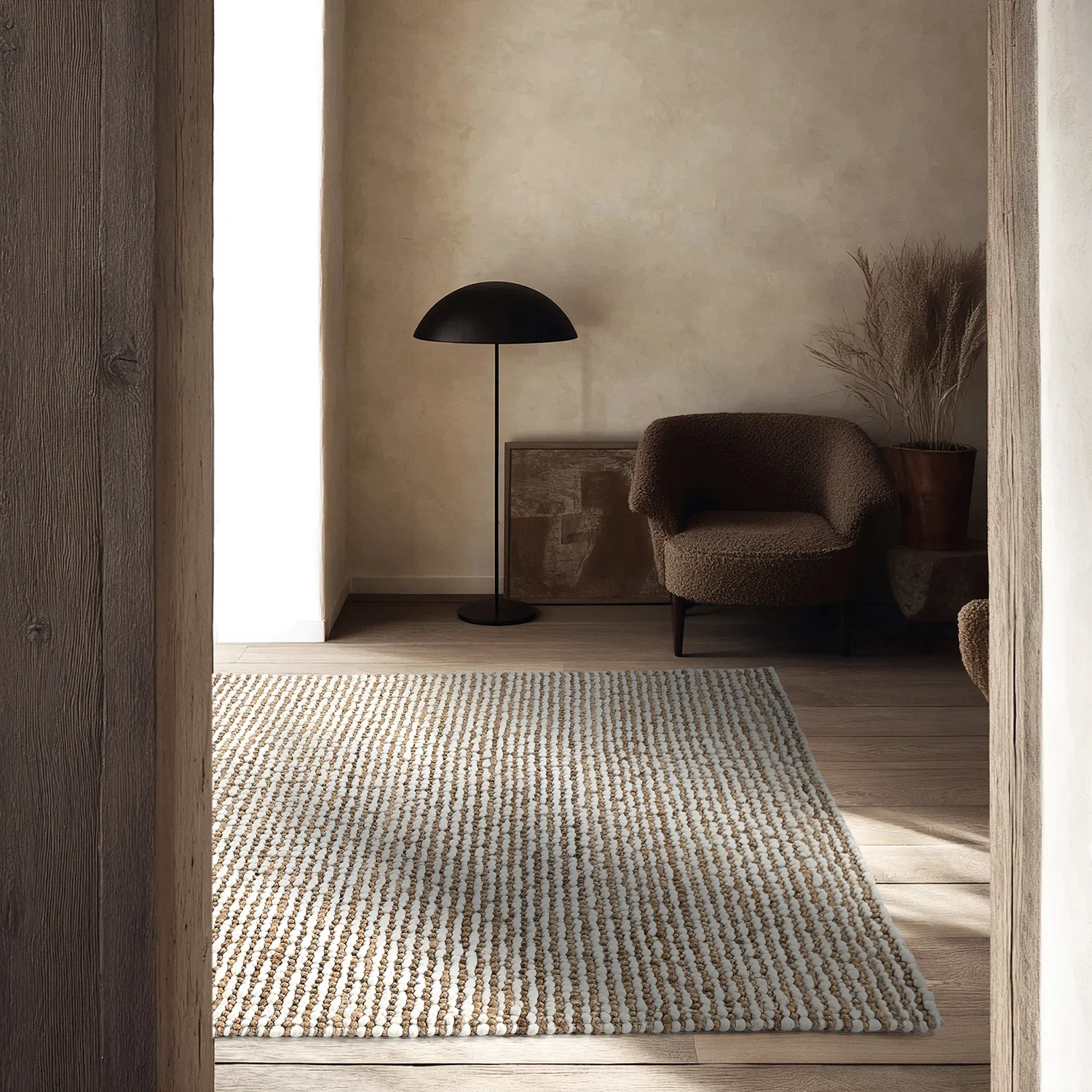 Tapete de juta - Bally Jute/wool Bubble (natureza/branco)