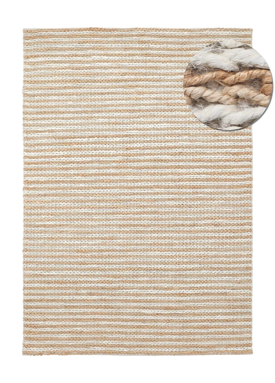 Tapete de juta - Howrah Braided Jute (natureza/branco)