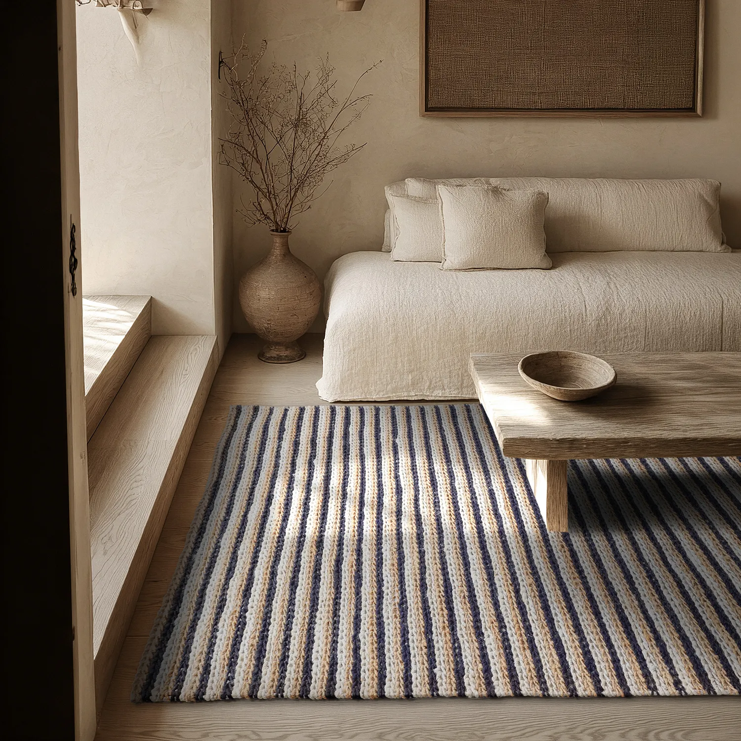 Tapete de juta - Howrah Braided Jute (natural/branco/preto)