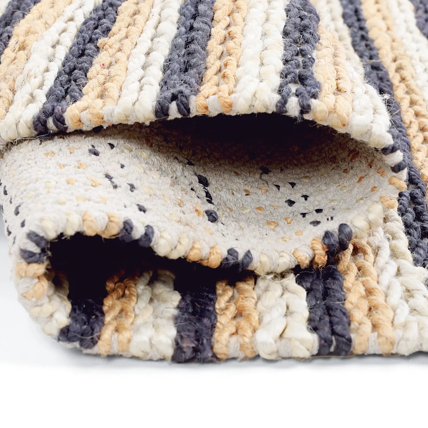 Tapete de juta - Howrah Braided Jute (natural/branco/preto)
