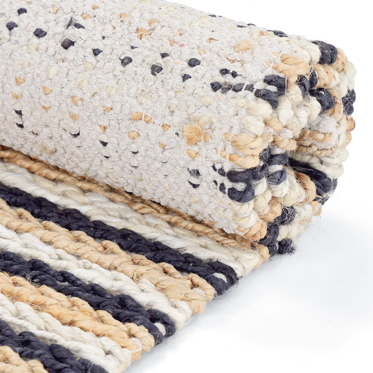 Tapete de juta - Howrah Braided Jute (natural/branco/preto)