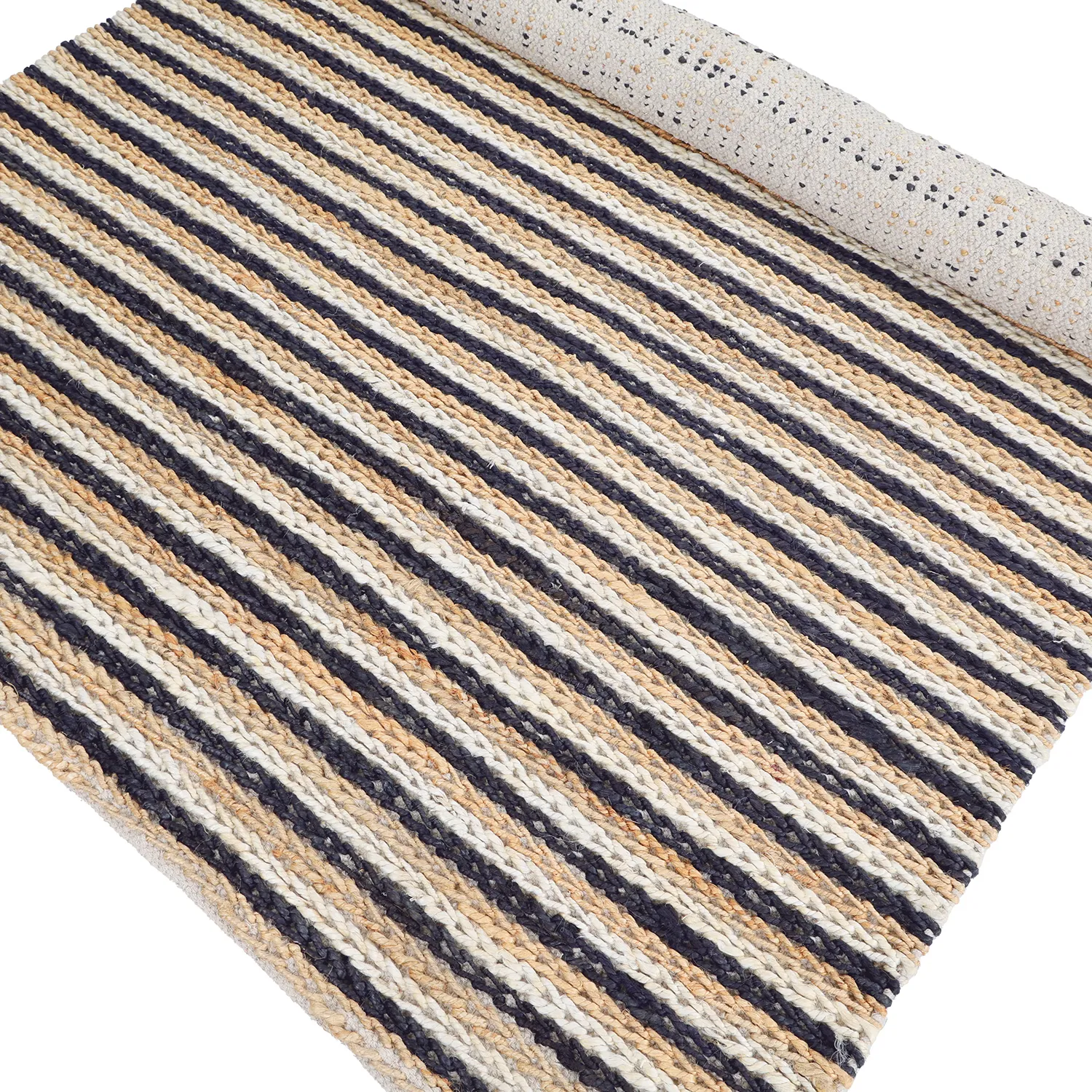 Tapete de juta - Howrah Braided Jute (natural/branco/preto)
