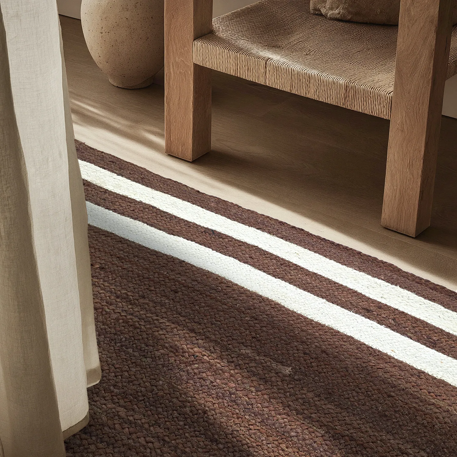 Tapete de juta - Jessore (marrom/branco)