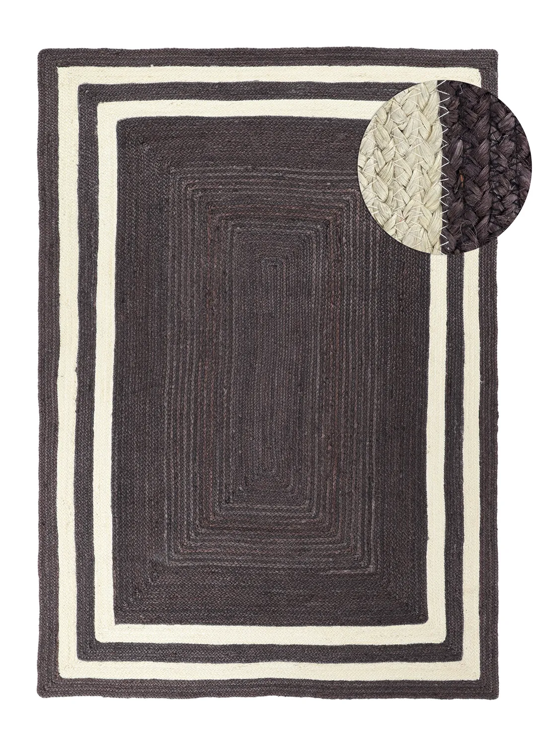 Tapete de juta - Jessore (taupe escuro/branco)