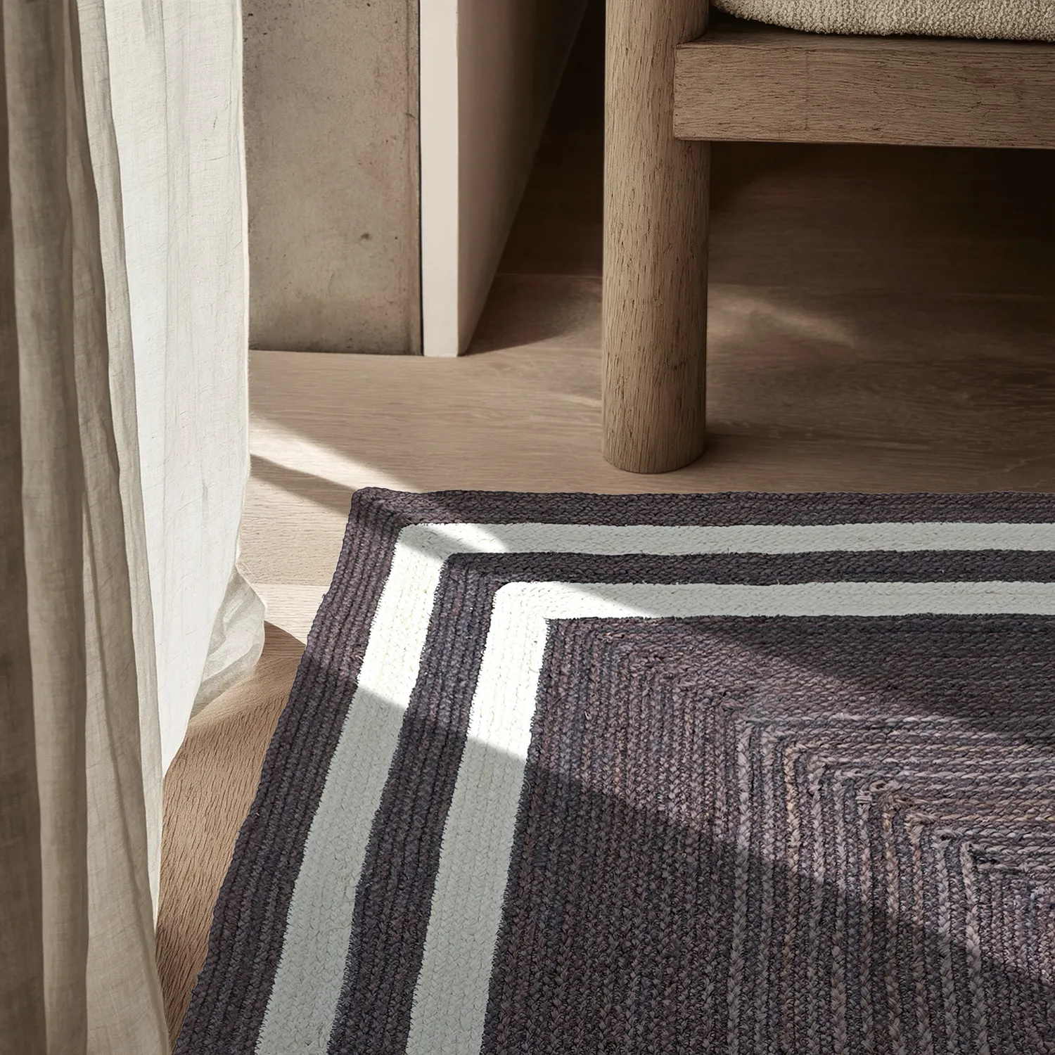 Tapete de juta - Jessore (taupe escuro/branco)