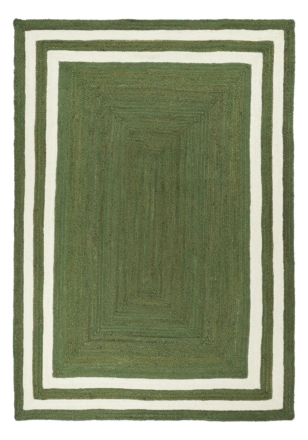 Tapete de juta - Jessore (verde militar/branco)