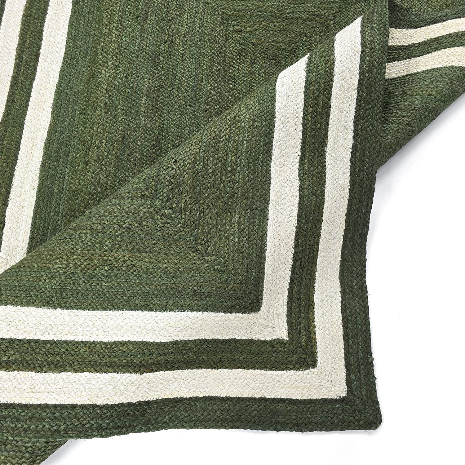 Tapete de juta - Jessore (verde militar/branco)