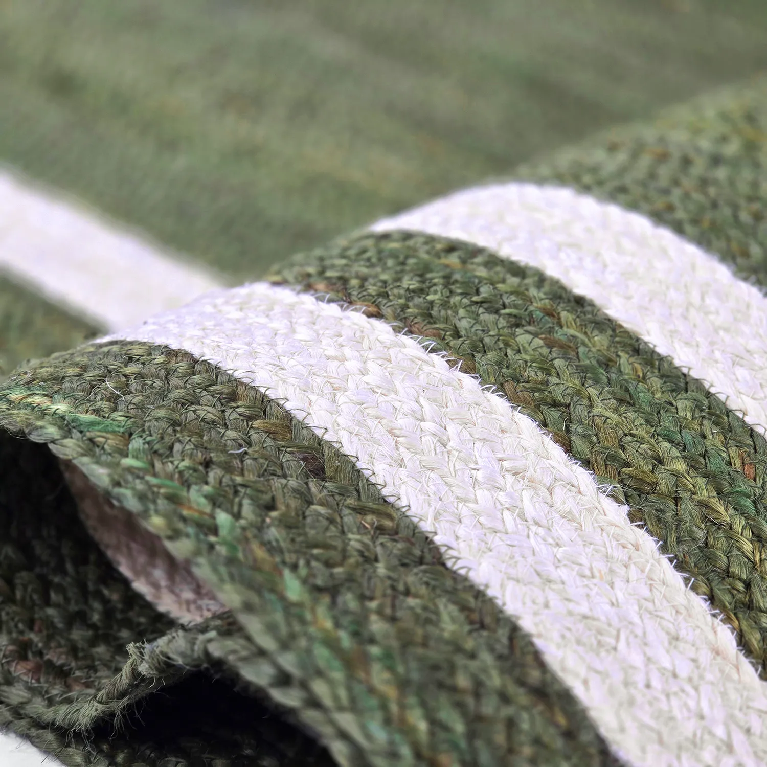 Tapete de juta - Jessore (verde militar/branco)